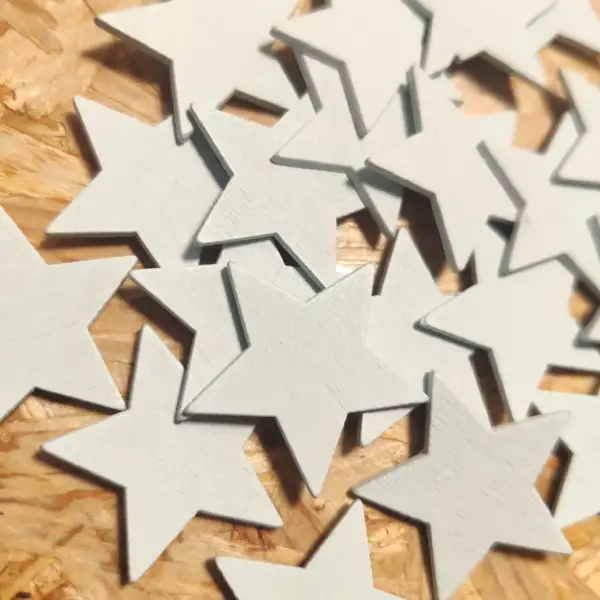 24 stelline di legno colore azzurro con biadesivo